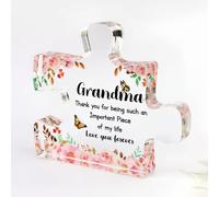 Yeesun Beautiful Transparent Acrylic Engraved Puzzle Plaque, Thank You Gift for Grandma, Birthday Gift for Grandma, Christmas or Thanksgiving Day Gift for Grandma, New Year Gift for Grandma