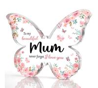 Yeesun Beautiful Transparent Butterfly-Shaped Acrylic Plaque, Heartfelt Gift for Mum, Birthday Gift for Mum, Mother's Day Gift, Christmas or Thanksgiving Day Gift for Mum, New Year Gift for Mum