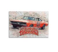 YEESUXII Cars Canvas Wall Art Decor The Dukes of Hazzard Movie Poster for Garage Living Room Bedroom Modern Home Wall Decorative Painting Gift 24x36inch(60x90cm) Unframe-style