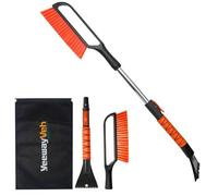 YeewayVeh 35" Ice Scrapers for Car Windshield, 2 in 1 Extendable Snow Brush with Foam Grip & Handhold, Telescoping Scratch-Free Snow Scraper and Brush for Car Auto Truck SUV, Orange & Black