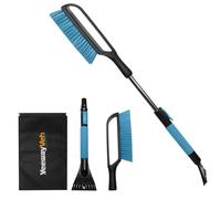 YeewayVeh 35" Snow Brush for Car, Extendable Ice Scrapers for Car Windshield, Soft Foam Grip with Additional Handhold, Detachable & Scratch-Free Car Snow Scraper and Brush for Truck Auto SUV, Blue