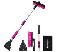 YeewayVeh 39" Snow Brush and Ice Scraper for Car Windshield, 360° Pivoting Brush Head with Comfort Foam Grip, 3 in 1 Extendable Snow Scraper and Snow Broom for Car Autp Trucks SUV, Magenta Pink