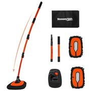 YeewayVeh 55" Car Wash Brush Mop with Long Handle, Extendable Curved Car Cleaning Brush with Extra Microfiber Mop Head, Soft Car Wash Brush Kit with Storage Bag for Truck SUV Cleaning, Orange