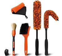 YeewayVeh 5PCS Car Wheel Cleaning Kit, 2-Size Bendable Rim Cleaner, Orange