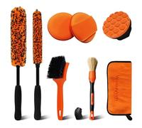 YeewayVeh 8PCS Ultimate Wheel and Tire Brush Kit | 2-Size 360° Bendable Wheel Brushes, Boar Hair Detailing Brush, Tire Shine Applicators & Microfiber Towel, Car Wheel Detailing Cleaning Supplies Kit