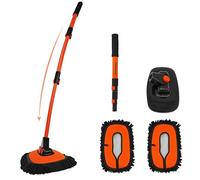 YeewayVeh Car Wash Brush, 43" Extendable Car Wash Brush Mop with Long Handle, 15 Degree Curved Soft Car Cleaning Brush kit with Extra Microfiber Brush Head for Truck SUV Cleaning, Orange