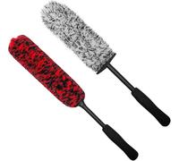 YeewayVeh Car Wheel Brush, 2 Pack Soft Lightweigh Microfiber Wheel Brush and Wool Fiber Wheel Brushes Cleaning Tools for Car Truck SUV Motorcycle Tire Rim Fenders Engine Exhaust Tips Car Washing Kit
