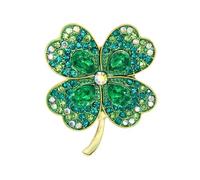 Yeeyeow 4-Leaf Clover Lapel Pin,St. Patrick's Day Accessories,Rhinestone Crystal Shamrock Pins,Irish Souvenir,Lucky Symbol Brooch, M, Rhinestone Zinc, no gemstone