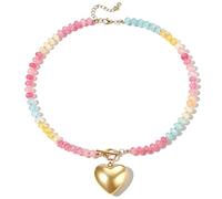Yeeyeow Colorful Trendy Beaded Fish Necklace for Women,Cute Chunky Dopamine Fashion Boho Summer Beach Accessories Gifts(Style9), Zinc, No Gemstone