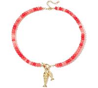 Yeeyeow Colorful Trendy Beaded Fish Necklace for Women,Cute Chunky Dopamine Fashion Boho Summer Beach Accessories Gifts(Style9), Zinc, No Gemstone