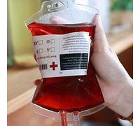 Yeeyf Reusable Halloween Blood Bag Drink Container Transparent Medical Plastic Blood Energy Bag 350 ml, Set of Labels and Clips