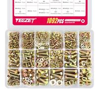 YEEZET 1092pcs M4 M5 M6 M8 M10 Metric Bolts and Nuts Kit, Grade 8.8 Heavy Duty Bolt Assortment Set, 21 Most Common Sizes