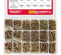 YEEZET 1600PCS M4 M5 M6 Grade 8.8 Heavy Duty Bolts and Nuts Flat & Lock Washers Assortment Kit Includes 15 Most Common Sizes