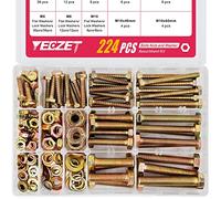 YEEZET 224PCS Grade 8.8 M6 M8 M10 Heavy Duty Bolts and Nuts Assortment Kit Includes 8 Most Common Sizes