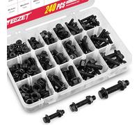 YEEZET 240PCS M5 M6 M8 Flanged Bolts and Nuts Kit Alloy Steel Grade 10.9 Metric Flanged Hex Screws Nuts Includes 14 Most Common Sizes