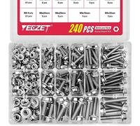 YEEZET 240PCS M5 M6 M8 Flanged Bolts and Nuts Kit,Stainless Steel 304 Metric Flanged Hex Screws Nuts Includes 14 Most Common Sizes