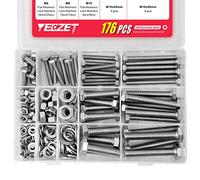 YEEZET 44 Pieces M6 M8 M10 304 Stainless Steel Hex Bolts, Washers, Spring Washers & Nuts Assortment Kit