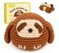 Yeezhee Crochet Kit for Beginners, Complete Amigurumi Animal Starter Kit with Step by Step Video Tutorials, Yarn and Crochet Hook, Easy DIY Plush Gift for Adults and Kids (Sloth)