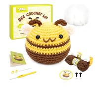 Yeezhee Crochet Kit for Beginners - Crochet Animal Kit with Step-by-Step Video Tutorials,Beginner Knitting Kit for Adults and Kids, Learn to Craft DIY Crocheting Kit (Bee)