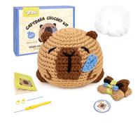 Yeezhee Crochet Kit for Beginners, Crochet Animals Kit with Step - by - Step Video Tutorials, Beginner Knitting Kit for Adults and Kids, Learn to Craft DIY Crocheting Kit (Capybara)