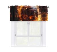 yefan Basketball on Fire and Water Flame Splashing Vacuum curtains, 1 piece, suitable for kitchen windows and bedrooms, short curtains.One Size.