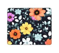 yefan Beautiful Colourful Flowers Square Mouse Pad With Stitched Edges And Non-Slip Rubber Base For Office Laptops, &7.9 X 9.5 In.