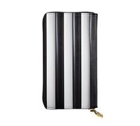 yefan Black & White Stripe Wallet, with Zipper, Large Capacity, can Hold 12 Cards.