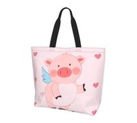 yefan cartoon flying pig Shoulder bag, casual tote bag, unisex, suitable for daily commuting, shopping, and school.
