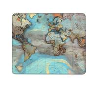 yefan Cartoon World Map Square Mouse Pad With Stitched Edges And Non-Slip Rubber Base For Office Laptops, &7 X 8.6 In.