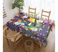 yefan Colorful Dream Mushroom Tablecloth, suitable for kitchens and dining rooms, 137 inches x 183 cm, seats 4-6 people.