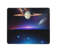 yefan Cosmic Saturn 8.3 x 10.3 in Mouse pad, non-slip rubber base with stitched edges, suitable for laptops.
