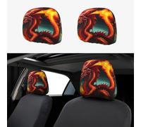yefan Dragon King in Fire 2-Pack Car Headrest Covers, Universal Type, Suitable for Cars, Trucks, SUVs, and Vans.