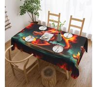 yefan Dragon King In Fire Rectangular Tablecloth, 183x137cm, Washable Polyester Tablecloth For Dining Tables, Parties, Buffets.