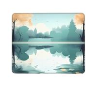 yefan Fallen Leaves On A Tranquil Lake Square Mouse Pad With Stitched Edges And Non-Slip Rubber Base For Office Laptops, &7.9 X 9.5 In.