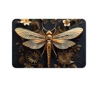 yefan Gold Exquisite Dragonfly Front door mat, absorbent and stain-resistant welcome mat, suitable for entrances, 60 x 40 cm.