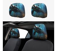 yefan Huge killer whales 2-Pack Car Headrest Covers, Universal Type, Suitable for Cars, Trucks, SUVs, and Vans.