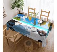 yefan Maldives Holidays Tablecloth, suitable for kitchens and dining rooms, 137 inches x 183 cm, seats 4-6 people.
