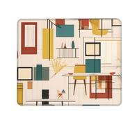 yefan Mid Century Modern Square Mouse Pad With Stitched Edges And Non-Slip Rubber Base For Office Laptops, &7.9 X 9.5 In.