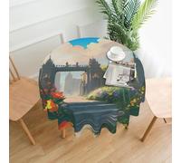 yefan Outside The Castle Gate Round Tablecloth, 60 Inches (About 152.4 Cm),& Indoor And Outdoor Tablecloths For Kitchen Parties.