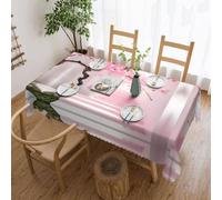 yefan Pink Cherry Blossom Staircase Rectangular Tablecloth, 183x137cm, Washable Polyester Tablecloth For Dining Tables, Parties, Buffets.