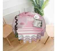 yefan Pink Cherry Blossom Staircase Round Tablecloth, 60 Inches (About 152.4 Cm),& Indoor And Outdoor Tablecloths For Kitchen Parties.