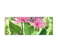 yefan Pink Plant Flowers Large Mouse Pad With Stitched Edges, Keyboard And Mouse Pad For Gamers,& Office, And Home (31.5" X 11.8").