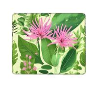 yefan Pink Plant Flowers Square Mouse Pad With Stitched Edges And Non-Slip Rubber Base For Office Laptops, &8.3 X 10.3 In.