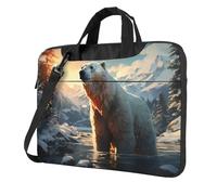 yefan Polar bear in winter 15.6 inch Laptop shoulder bag, portable bag, with shoulder strap and pocket.