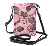yefan Pretty Pink Roses Women'S Crossbody Bag, Zippered Phone Wallet, &Shoulder Handbag, Adjustable Shoulder Strap.
