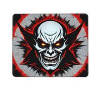 yefan Red And Black Evil Ghost Square Mouse Pad With Stitched Edges And Non-Slip Rubber Base For Office Laptops, &7.9 X 9.5 In.
