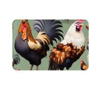 yefan Rooster And Chicken Doormat, 23.6 X 15.7 Inches, &Non-Slip Doormat For Interior Entrances, Stain-Resistant Welcome Mat.