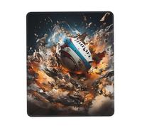 yefan Rugby on Fire 10 x 12 inch Mouse pad with stitched edges, comfortable non-slip rubber base, and washable.