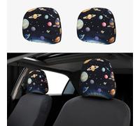 yefan Saturn Jupiter Earth 2-Pack Car Headrest Covers, Universal Type, Suitable for Cars, Trucks, SUVs, and Vans.