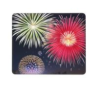 yefan Splendid Fireworks Square Mouse Pad With Stitched Edges And Non-Slip Rubber Base For Office Laptops, &7 X 8.6 In.